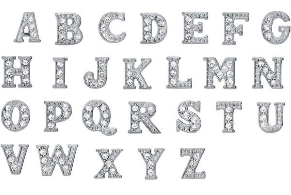 Sterling Silver Crystal Embellished Alphabet Charms